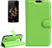 Voor LG K8 Litchi Texture horizontale flip lederen tas met houder & kaartsleuven & portemonnee (groen)