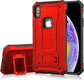 Schokbestendige PC + TPU Armor beschermhoes voor iPhone XS, met houder (rood)