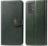 Voor Galaxy S10 Lite / A91 / M80s retro effen kleur lederen gesp bescherming voor mobiele telefoon lederen tas met fotolijst en kaartsleuf en portemonnee en beugelfunctie (groen)
