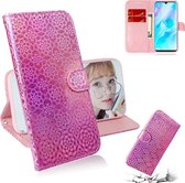 Voor Huawei P30 Lite / Nova 4e effen kleur kleurrijke magnetische gesp horizontale flip pu lederen case met houder & kaartsleuven & portemonnee & lanyard (roze)