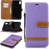 Kleurafstemming Denim Texture Leather Case voor Huawei Mate 9, met houder & kaartsleuven & portemonnee & lanyard (paars)