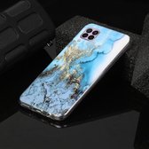 Voor Huawei P40 lite Marble Pattern Soft TPU beschermhoes (zeeblauw)