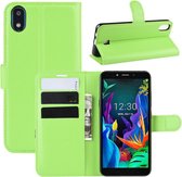 Voor LG K20 (2019) Litchi Texture horizontale flip lederen tas met portemonnee en houder en kaartsleuven (groen)