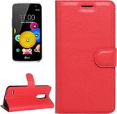 Voor LG K4 (2017) EU-versie Litchi Texture horizontale flip lederen tas met magnetische gesp & houder & kaartsleuven & portemonnee (rood)