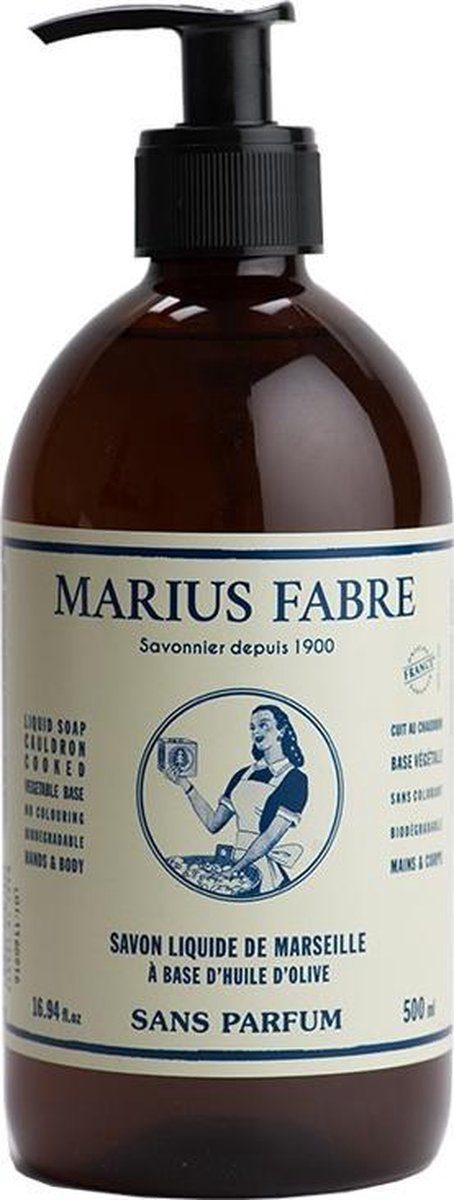 Marius Fabre Nature Marseille zeep zonder parfum met pomp 500 Milliliter