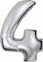 DW4Trading® Cijfer ballon 4 zilver 40cm