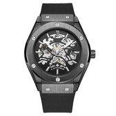 Shoplace Horloges voor mannen - Heren horloge - Watch - Mechanisch - Cadeau voor man - Geschenkset Leer - Zwart