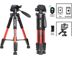 Professioneel Universeel Lichtgewicht DSLR Camerastatief - Voor de Sony / Canon / Nikon Camera – Tripod 140CM - Oranje