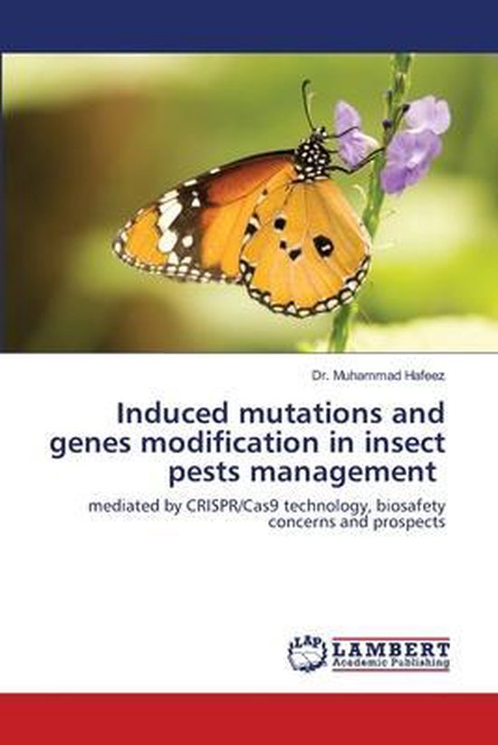 Couverture de livre : papillon orange sur fleur mauve. Titre : Induced mutations and genes modification in insect pests management.