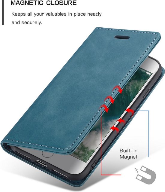 Hoesje geschikt voor iPhone SE 2022 / SE 2020 / 8 / 7 - Book Case Slimline Blauw - TechNow
