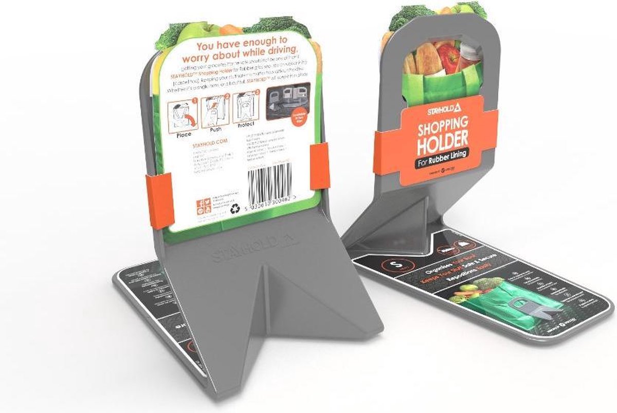 Stayhold - shopping holder - grijs - voor rubber matten