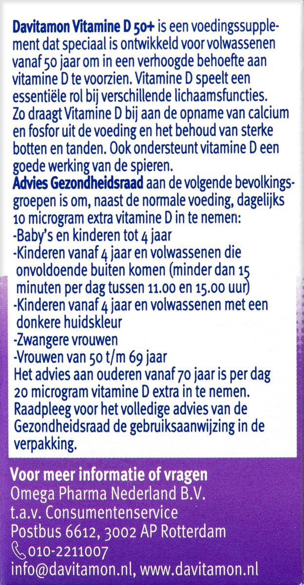 Davitamon Vitamine D 50+ Volwassen - vitamine D3 volwassenen - 250 stuks — afbeelding 3