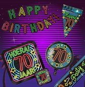 Verjaardag 70 jaar Pakket Neon - Verjaardag Versiering - Happy Birthday Slinger - Verjaardag decoratie - Ballonnen - Jongen / Meisje / Volwassenen - Afzetlint - Feest versiering -