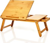 Blumfeldt Laptopstand gemaakt van 100% bamboe - Ideaal voor op de bank of in bed - Ecologisch & Duurzaam - Opklapbaar en verstelbare laptoptafel in hoogtes incl. schuiflade