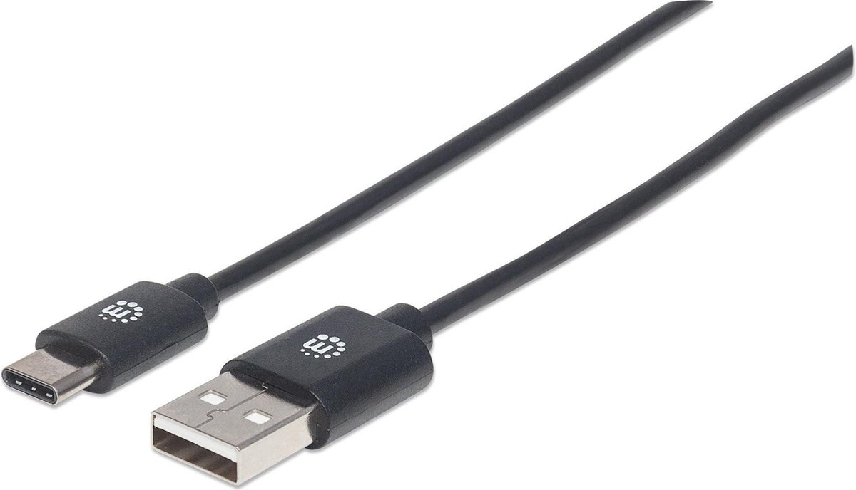 Manhattan 354912 USB-kabel USB 2.0 USB-A stekker, USB-C stekker 0.50 m Zwart