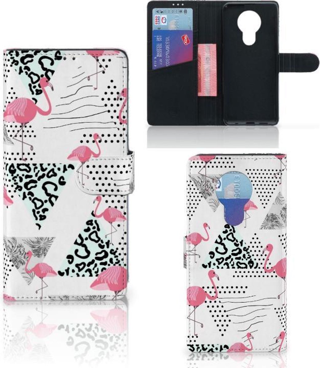 Nokia 5.3 Telefoonhoesje met Pasjes Flamingo Triangle