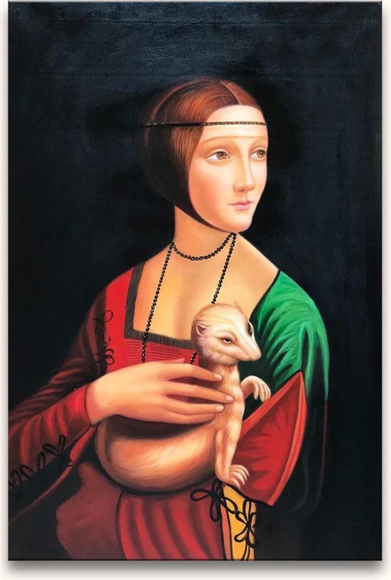 Handgeschilderd schilderij Olieverf op canvas - Dame met Hermelijn van Leonardo Da Vinci