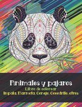 Animales y pajaros - Libro de colorear - Impala, Marmota, Conejo, Cocodrilo, otros