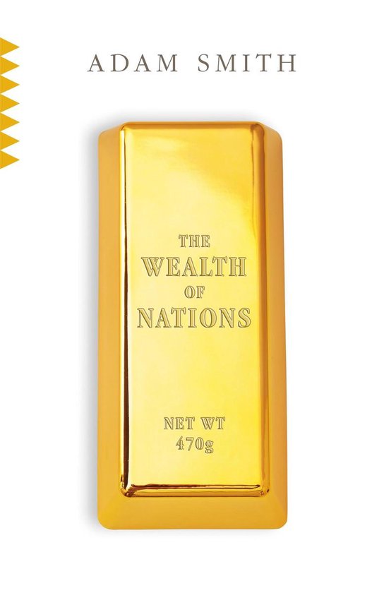 Gouden staaf met 'The Wealth of Nations' en 'Adam Smith' in reliëf.
