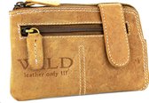 Wild Leather Only !!! Sleutel-Portemonnee klein Unisex Buffelleer (RS-5011-13) - lichtbruin -12x1x8cm -