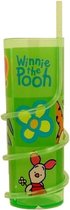 2x Disney Beker Winnie De Poeh 17 X 5 CM met Vast Twisty Rietje - Groen