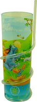 2x Disney Beker Winnie De Poeh 17 X 5 Cm  met Vast Twisty Rietje - Blauw