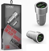 LDNIO Dual USB Autolader C302 - 3.6A met Lightning kabel voor iPhone 11 / Pro / Max / X / Xs/ XR / MAX / 8 / 8 Plus / SE / 2020 / 5S / 5 / 5C / 6S / 6 Plus / 7 / 7 Plus / iPad