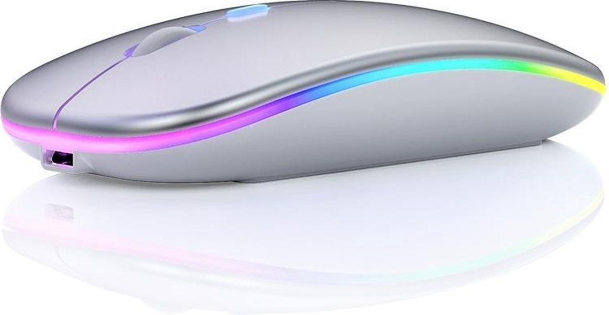 Zes krassen pil Draadloze muis oplaadbare Laptop 2020 Model USB Oplaadbaar RGB Silent  Plug&Play Zilver | bol.com