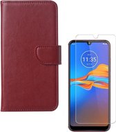 Samsung Galaxy A21 Portemonnee hoesje Bordeaux met 2 stuks Glas Screen protector