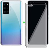 Huawei P40 Pro Hoesje - Soft TPU Siliconen Case & 2X Tempered Glas Combi - Transparant