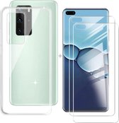Huawei P40 Hoesje - Soft TPU Siliconen Case & 2X Tempered Glas Combi - Transparant