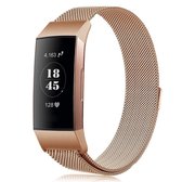 Fitbit charge 3 & 4 - Wearablebandje - Milanees Bandje - Magnetisch - Rose Gold