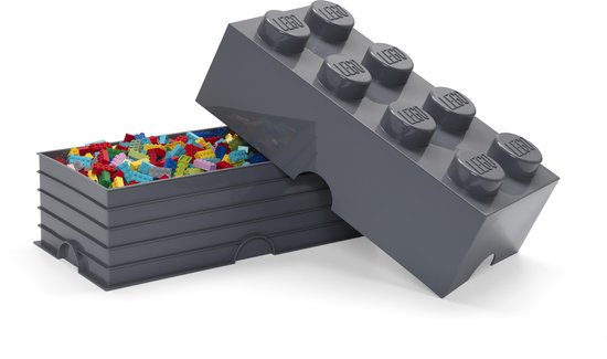 Opbergdoos LEGO-blokje, 12 Grijs - Polypropyleen -