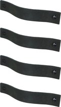 4x Leren handgrepen 'platte greep' XS - VINTAGE BLACK (12,6 x 2,5 cm) - incl. 3 kleuren schroefjes (handgreepjes - leren grepen - greepjes - leren lusjes)