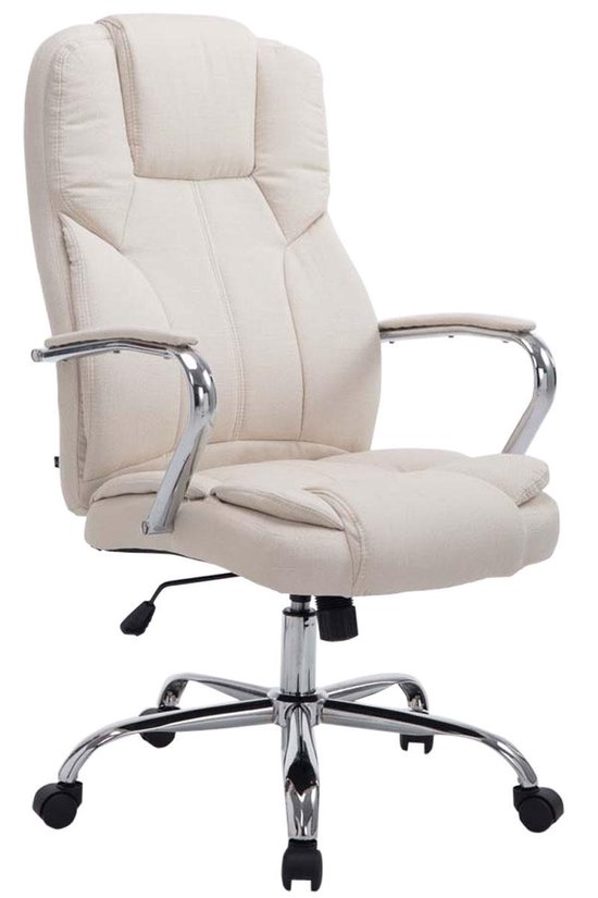 Bureaustoel - Kantoorstoel - Duurzaam - Gewatteerd - Stof - Crème - 62x70x125 cm