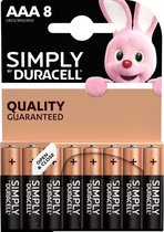 Set van 8x Duracell AAA Simply batterijen 1.5 V - alkaline - LR03 MN2400 - Batterijen pack