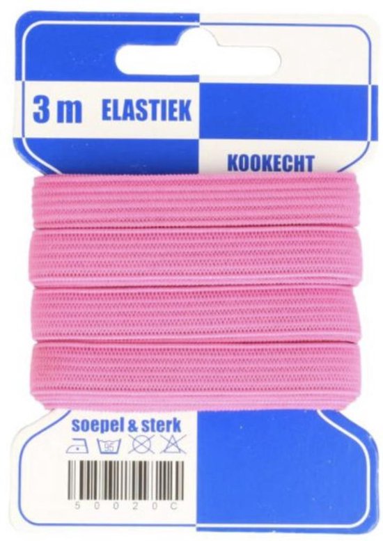 In hoeveelheid Uiterlijk niveau gekleurd blauwe kaart elastiek 3 meter 10 mm breed, kookecht, roze | bol.com
