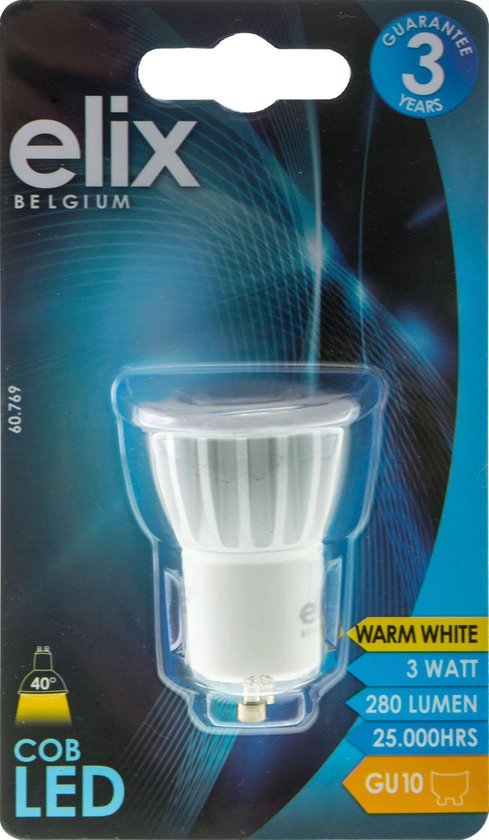 COB LED lamp - GU10 - Ø 35mm - 3W - 280Lm - 3200K | bol.com