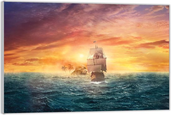 Bol Com Plexiglas Zeilboot Op Zee 90x60 Wanddecoratie Op Plexiglas