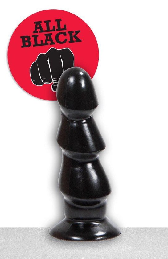All Black Zwarte Anaal Dildo Met Ribbels