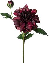 Viv! Home Luxuries Dahlia - zijden bloem - donker rood - 50cm - topkwaliteit