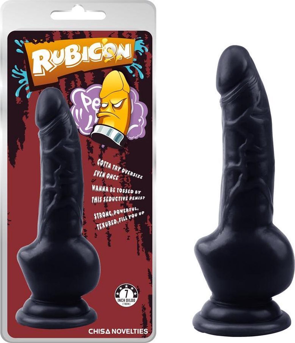 Zwarte dildo Met Zuignap 17.8 cm