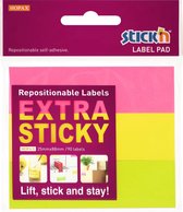 Stick'n Label etiket - 25x88mm, extra sticky, neon magenta, geel, groen, 3x30 sticky notes