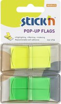 Stick'n Index tabs - 45x12mm, neon 2x geel & 2x groen, 160 sticky tabs