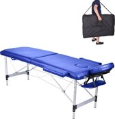 MC Star Massagetafel Aluminium Lichtgewicht -2 Zones - Massage tafel Opvouwbare Professionele Cosmetica Reiki met verwijderbaar Hoofdsteun Armleuning - Blauw