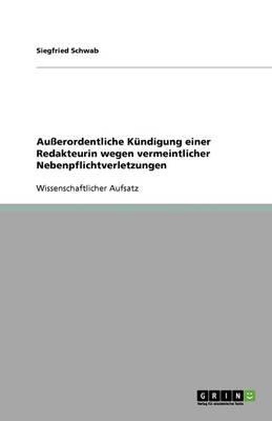 Ausserordentliche Kundigung einer Redakteurin wegen vermeint ... - cover