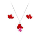 Joy|S - Zilveren hartjes hanger met ketting en hartjes oorbellen set