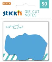 Sticky neushoorn notes - 45 x 70mm, blauw, 50 memoblaadjes
