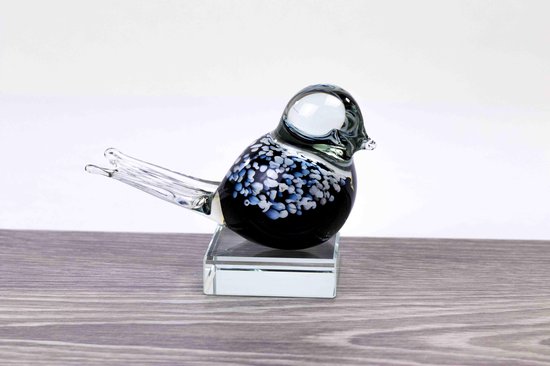 Mini Urn Vogel Zwart op Kristallen Glazen bol.com