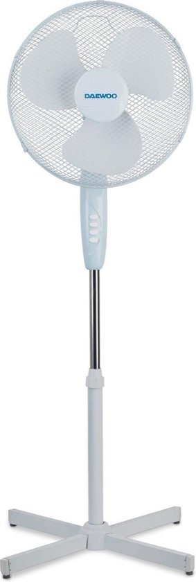 DVS1699V - Zelfdraaiende Statiefventilator 3 standen - 50 Watt Fluisterstille Staande Ventilator - Wit